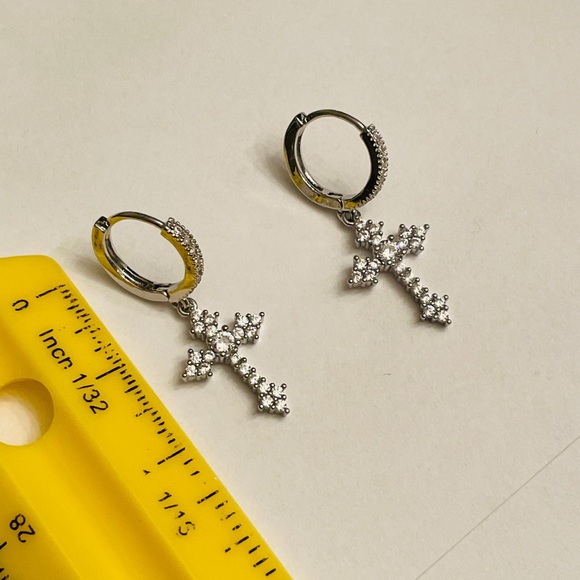 Sterling Cross Earrings - Picture 2 of 6